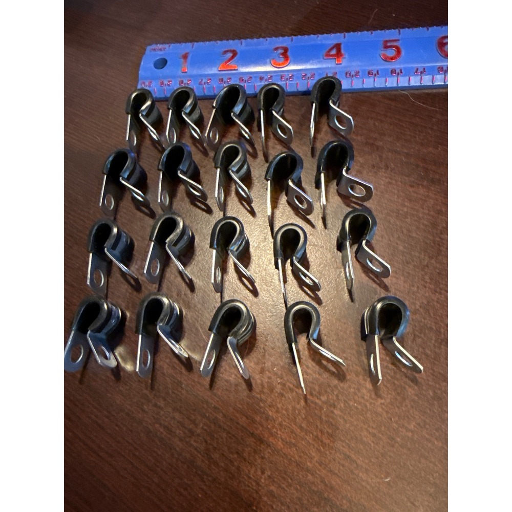 10 Pack Rubber Cushioned Cable Clamps AC4 Metal R-Style Wire Hose Mounting Clips